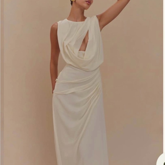 Meshki ORIA Ivory Draped Maxi Dress - Picture 3 of 4